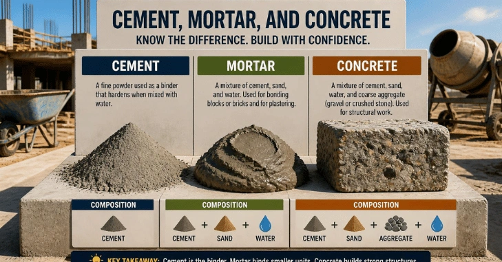 Cement, Mortar and Concrete Are Not the Same Thing