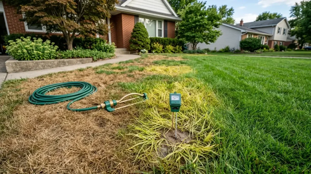 What causes brown spots in grass?